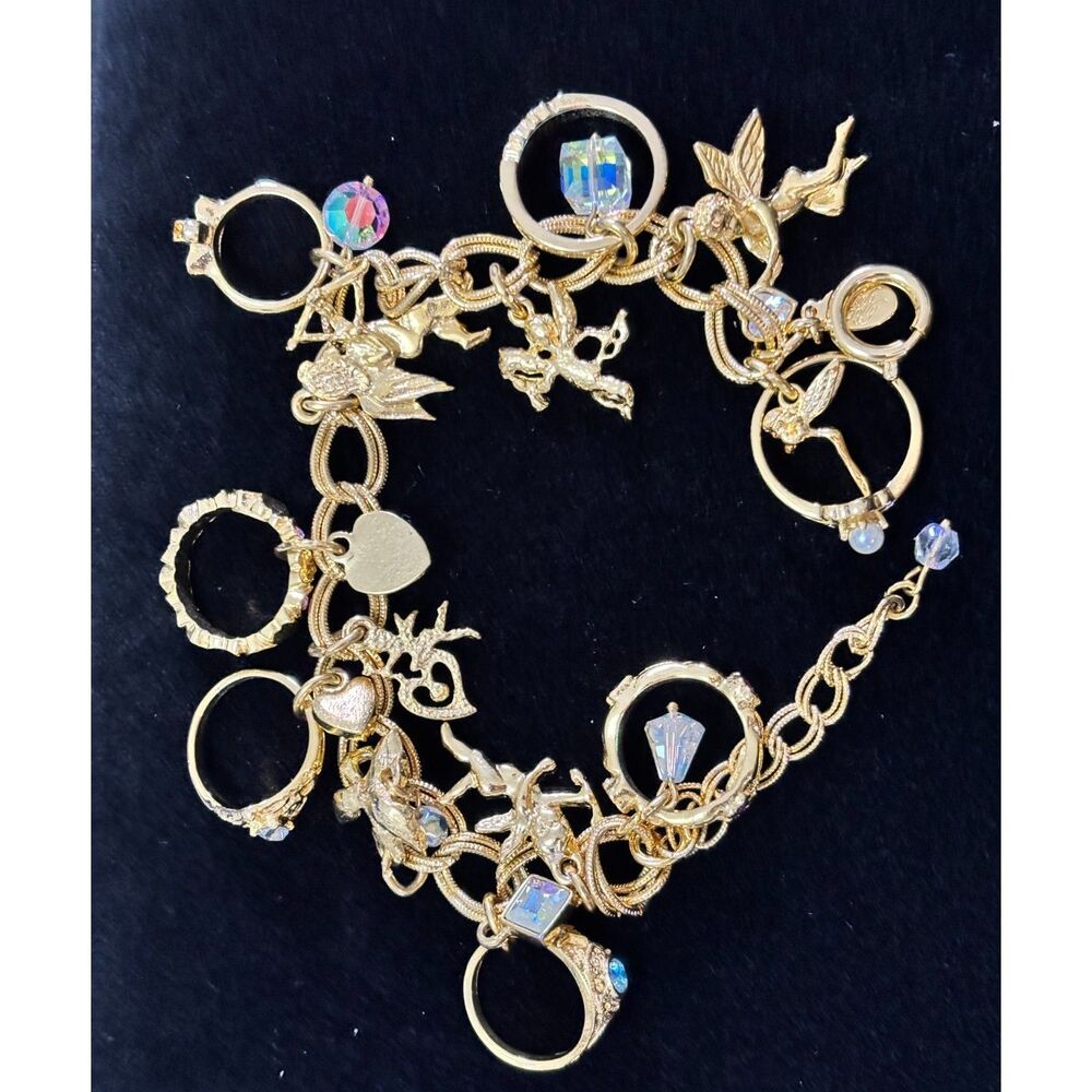 Vintage Kirk's Folly Cherubs and Ring Charm Bracelet
